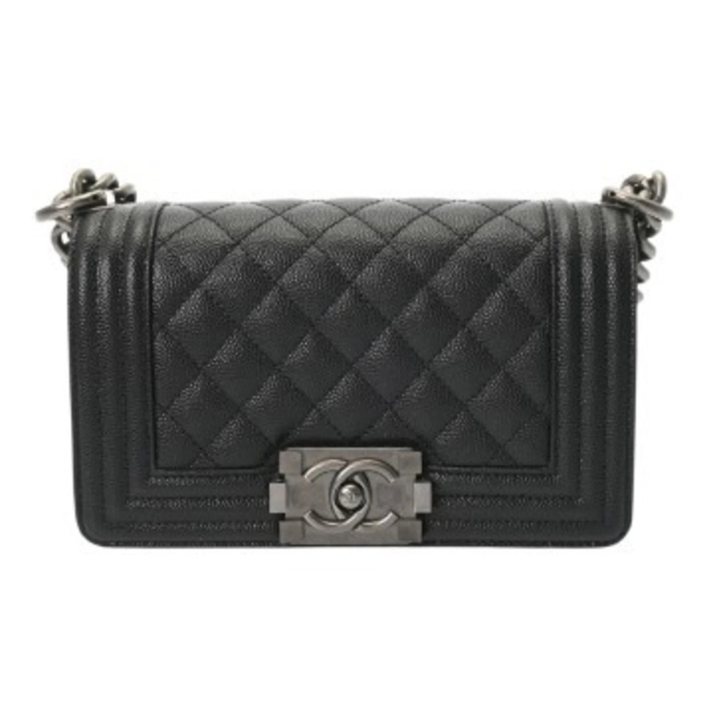 CHANEL Boy Chanel Handbag 20cm Black A67085 Women's Caviar Skin Shoulder Bag ...